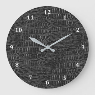 Relógio Grande A aparência da pele de jacaré realística preta