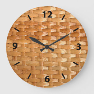 Relógio Grande A aparência da textura de Lacquer Wicker Basketwe