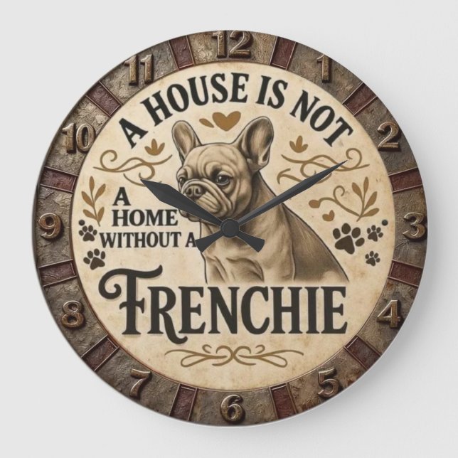 Relógio Grande A House Is Not a Home Without a French Bulldog (Frente)