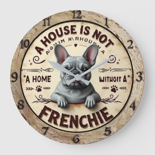Relógio Grande A House Is Not Home Without a French Bulldog  (Frente)
