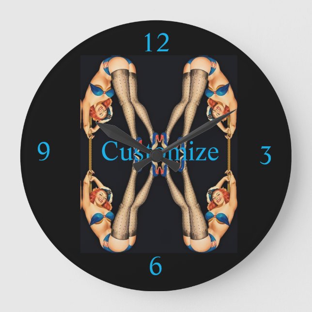 Relógio Grande A Vintage Acrobatic Pinups Thunder_Cove (Frente)