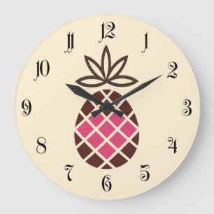 Relógio Grande Abacaxi do chocolate com coração cor-de-rosa