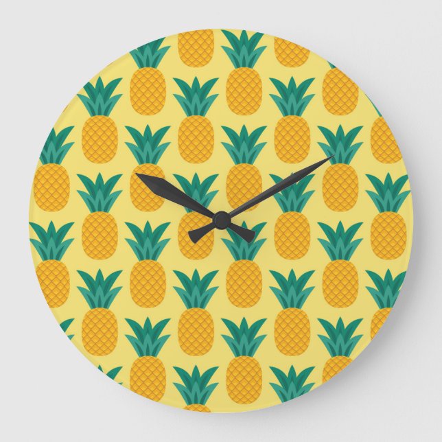 Relógio Grande Abacaxi Vintage: Frutífero Ataque De Padrão. (Frente)