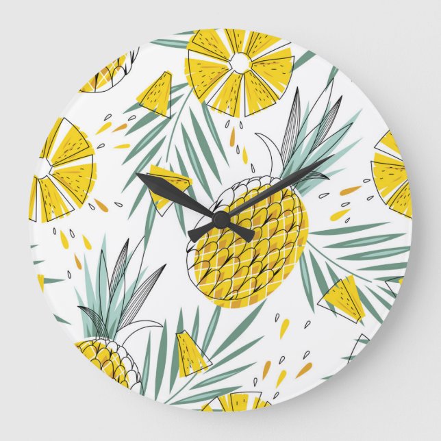 Relógio Grande Abacaxis suculentos: padrão de safra brilhante. (Frente)
