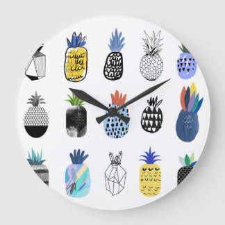 Relógio Grande Abacaxis texturizados, coleção de safras.