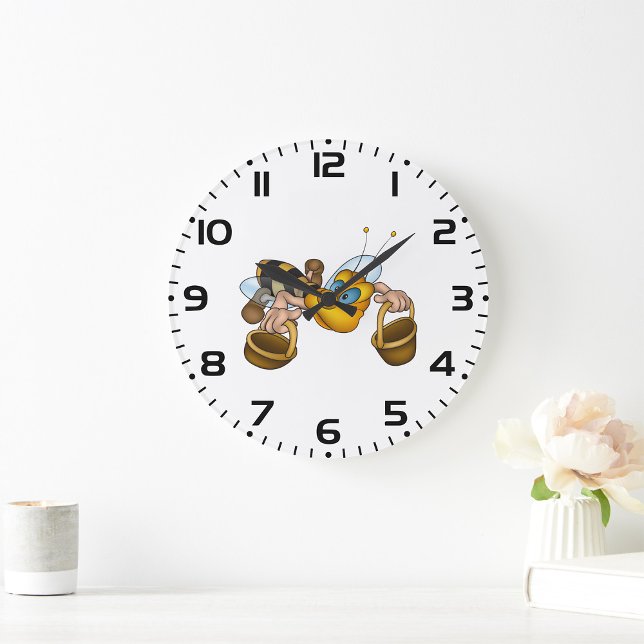 Relógio Grande Abelhas de mel com cestas e diversão de abelha ocu (Criador carregado)