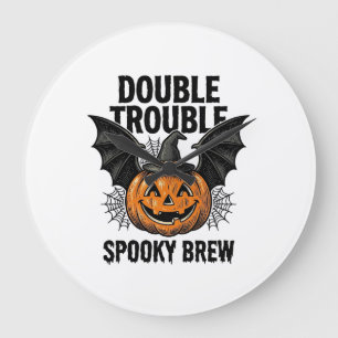 Relógio Grande Abóbora de Halloween Bruxa Duplo Problema Desenho