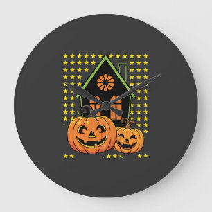 Relógio Grande Abóbora de Halloween Casa Assombrada Estrela Fofa