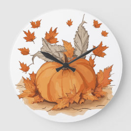 Relógio Grande Abóbora e folhas
