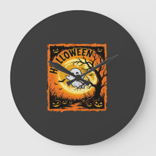 Relógio Grande Abóbora Fantasma de Halloween Árvore Assombrada