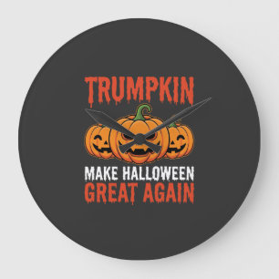 Relógio Grande Abóbora Trumpkin Engraçada Paródia de Halloween