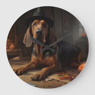 Relógio Grande Abóboras Cão de Caça do Halloween Assustador