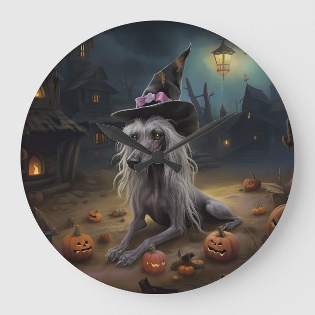 Relógio Grande Abóboras Crestadas Chinesas Halloween Assustador  (Frente)