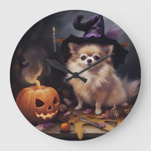 Relógio Grande Abóboras de Halloween Assustadoras de Pomerânia