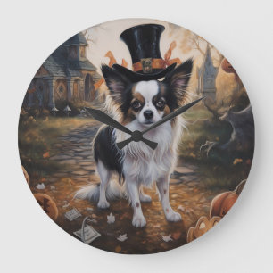 Relógio Grande Abóboras Papillon Halloween Assustadoras