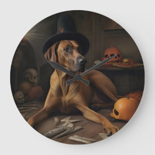 Relógio Grande Abóboras Ridgeback da Rodésia Halloween Assustador