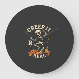 Relógio Grande Abobrinha de Esqueleto Dançante Creepy Real Vassou