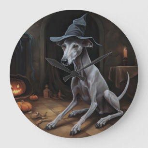 Relógio Grande Aborrecido de Halloween do Galgo Italiano 