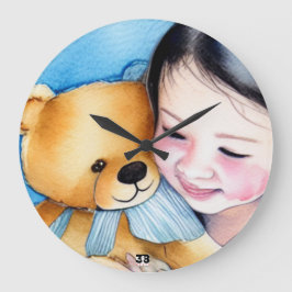 Relógio Grande Abraçar um Urso