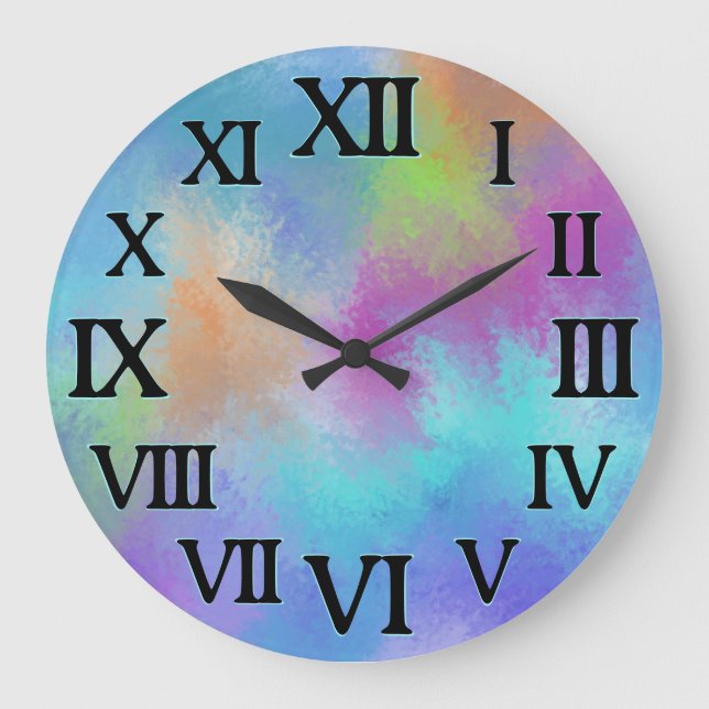Relógio Grande Abstração Iridescente do Arco-Íris (Frente)