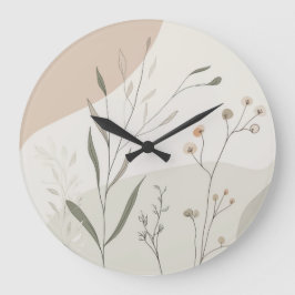 Relógio Grande Abstract Botanical Clock – Minimal Wildflower N