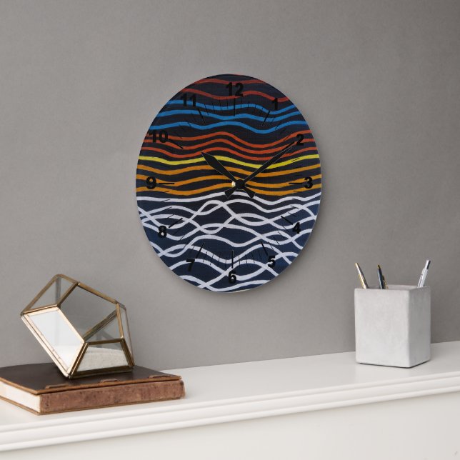 Relógio Grande Abstract Seafront Painting by Alfred Fox (Escritório)
