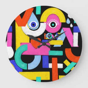 Relógio Grande Abstrato amor, olhos: padrão colorido