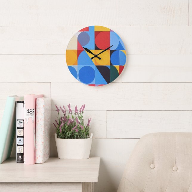 Relógio Grande Abstrato Bauhaus Arte Geométrica (Sala de leitura)