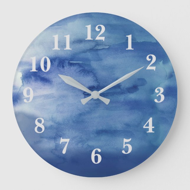 Relógio Grande Abstrato Blue Water Beach Decide Large Clock (Frente)