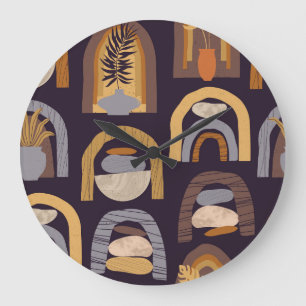 Relógio Grande Abstrato da Boêmia: Charme de Vintage Minimalista.