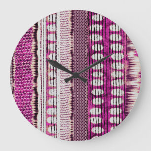 Relógio Grande Abstrato de Fronteira Étnica de Fuchsia
