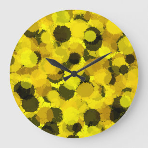 Relógio Grande Abstrato de girassol Padrão Artístico Amarelo