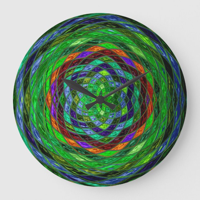 Relógio Grande Abstrato de vidro mosaico detido nº 4 (Frente)