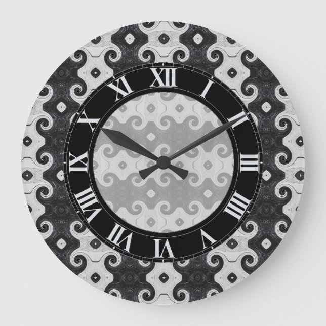 Relógio Grande Abstrato Diamond Eye Curls Patterno Wall Clock (Frente)