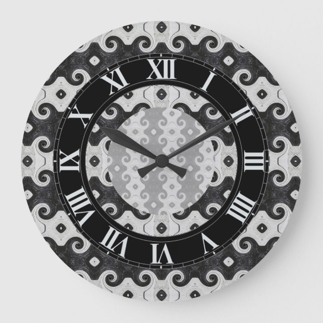 Relógio Grande Abstrato Diamond Eye Curls Patterno Wall Clock 2 (Frente)