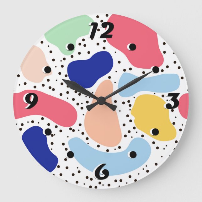 Relógio Grande Abstrato divertido, crianças modernas bonitas, fig (Frente)