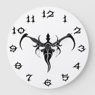 Relógio Grande Abstrato Elefante Tribal Design - preto e branco