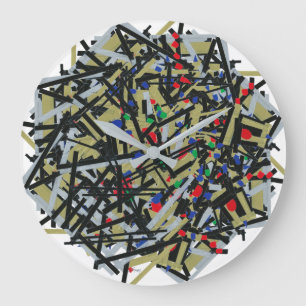 Relógio Grande Abstrato em fita e formas alfabéticas 1