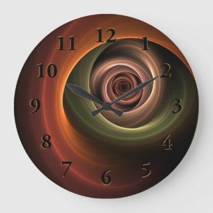 Relógio Grande abstrato espiral 3D Cores quentes quentes Arte Fra