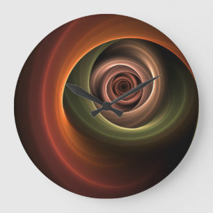 Relógio Grande abstrato espiral 3D Cores quentes quentes Arte Fra