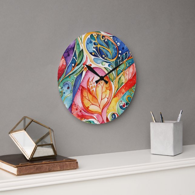 Relógio Grande Abstrato face trabalho de arte 1207 - Wall Clock ( (Escritório)