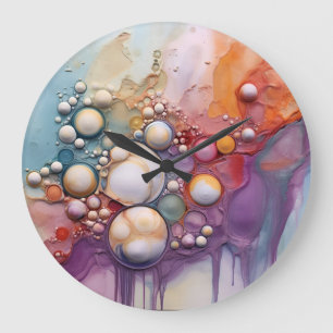 Relógio Grande Abstrato Liquid Pour Art Beach Vibes, Células de P