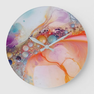 Relógio Grande Abstrato Liquid Pour Art Beach Vibes, Células de P