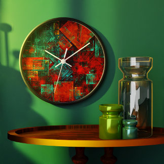 Relógio Grande Abstrato Moderno Padrão Artístico Legal Colorido