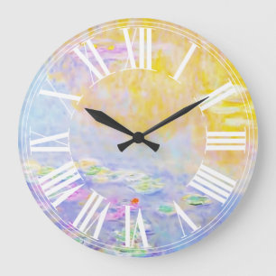 Relógio Grande abstrato, nenúfares de Monet 7