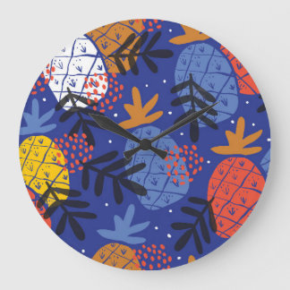 Relógio Grande Abstrato Pineanases Deixa Padrão De Vintagem