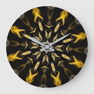 Relógio Grande Abstrato preto e Dourado Mandala