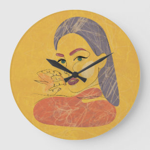 Relógio Grande Abstrato: Retrato de linha minimalista