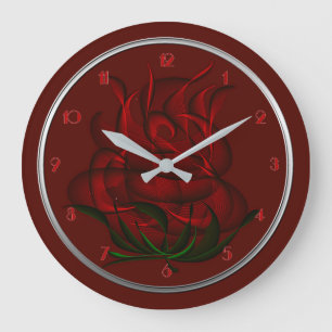 Relógio Grande Abstrato Rosa vermelha Wall Clock
