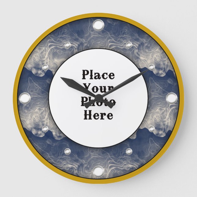 Relógio Grande Abstrato Smoking Frame Your Photo Wall Clock (Frente)